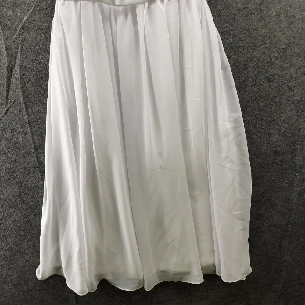 Light In The‎ Box Girls Size 7 White Formal Gown Chiffon Sleeveless Pleated